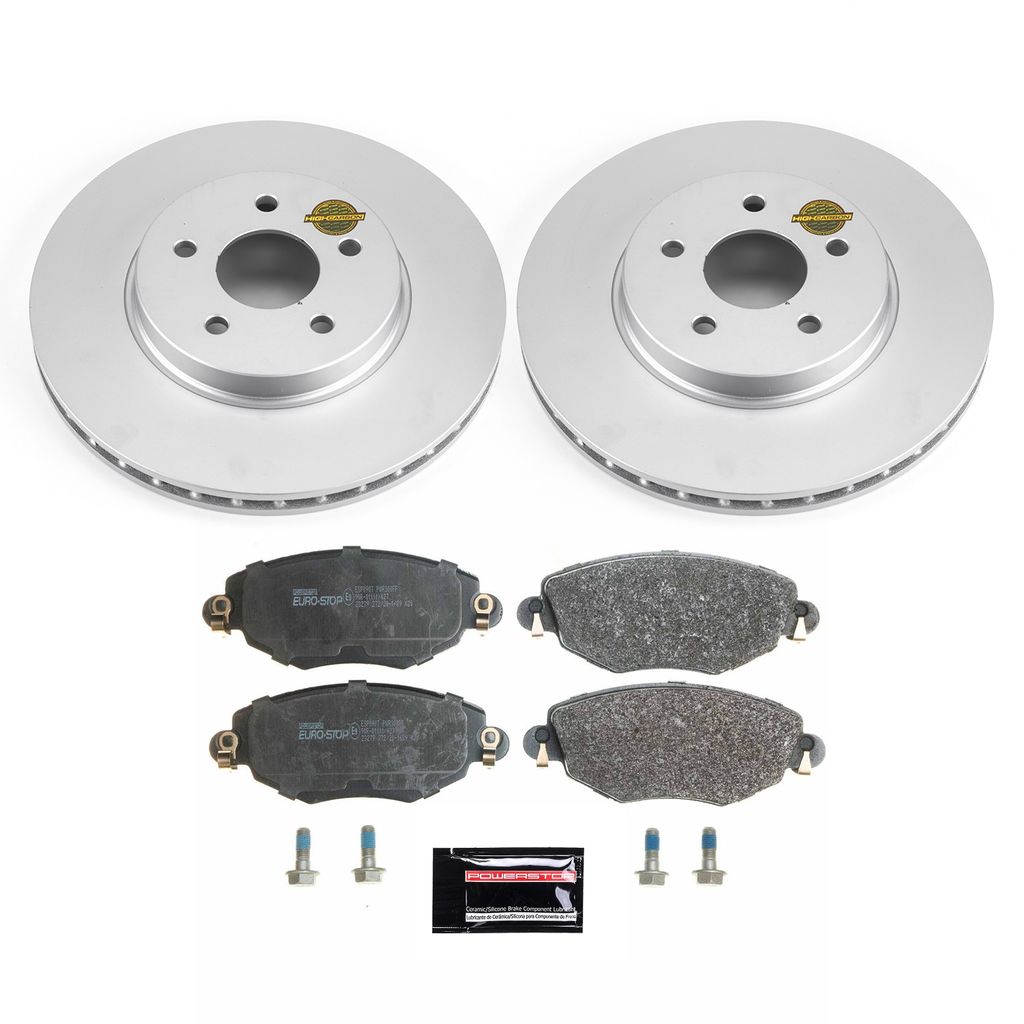 PowerStop ESK1373 - Genuine Geomet Coated Rotors, ECE-R90 Brake Pads + Hardware Kit