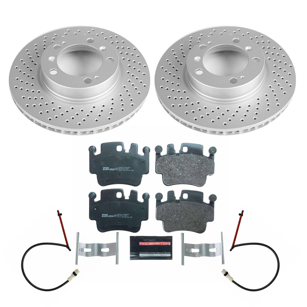 PowerStop ESK1698 - Genuine Geomet Coated Rotors, ECE-R90 Brake Pads + Hardware Kit