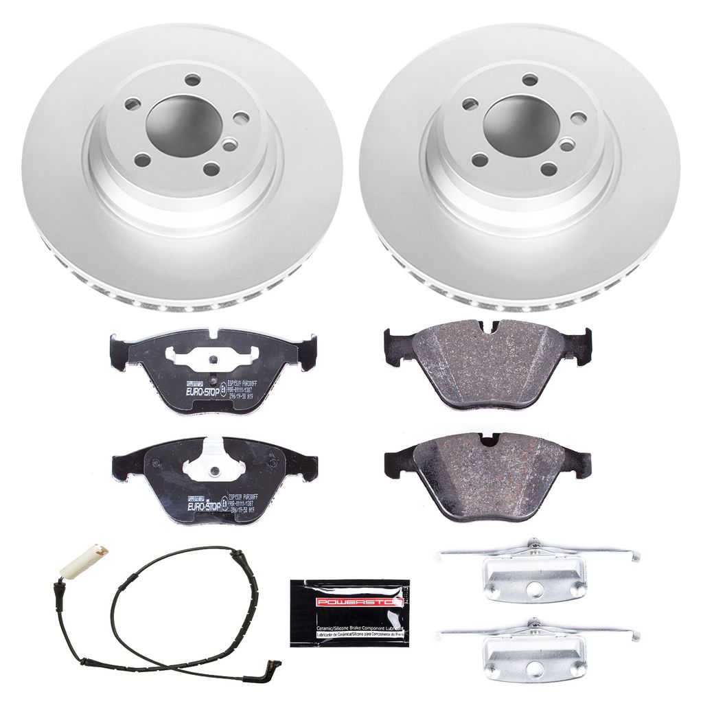 Genuine Geomet Coated Rotors, ECE-R90 Brake Pads + Hardware Kit