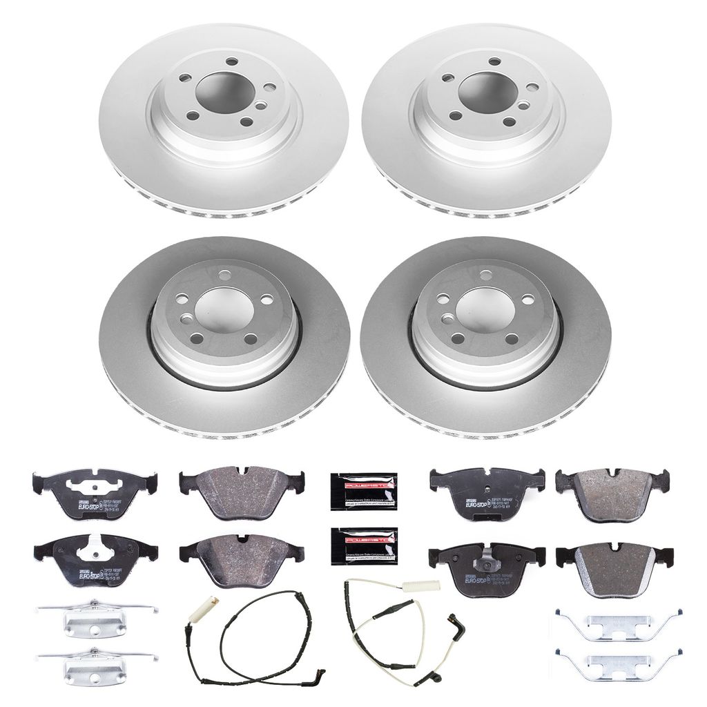 PowerStop ESK2056 - Genuine Geomet Coated Rotors, ECE-R90 Brake Pads + Hardware Kit