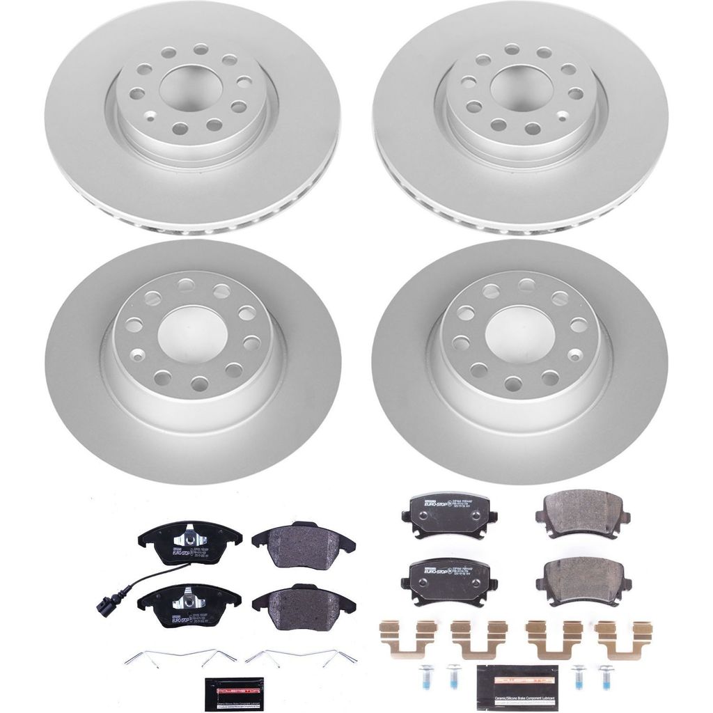 PowerStop ESK2260 - Genuine Geomet Coated Rotors, ECE-R90 Brake Pads + Hardware Kit