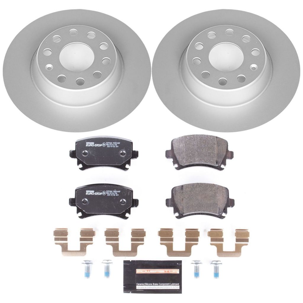 Genuine Geomet Coated Rotors, ECE-R90 Brake Pads + Hardware Kit