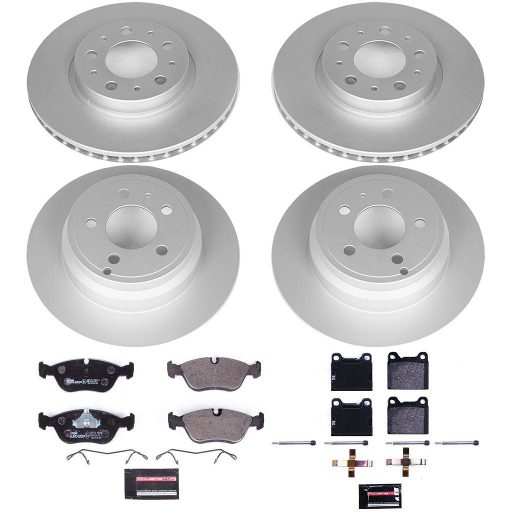 PowerStop ESK2728 - Genuine Geomet Coated Rotors, ECE-R90 Brake Pads + Hardware Kit