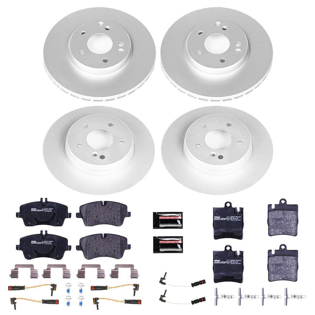 PowerStop ESK2783 - Genuine Geomet Coated Rotors, ECE-R90 Brake Pads + Hardware Kit