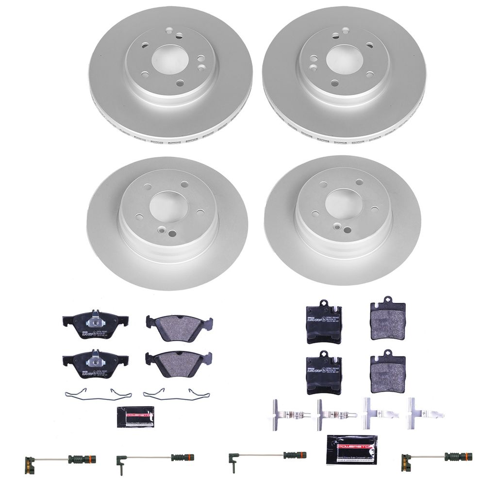 PowerStop ESK2790 - Genuine Geomet Coated Rotors, ECE-R90 Brake Pads + Hardware Kit