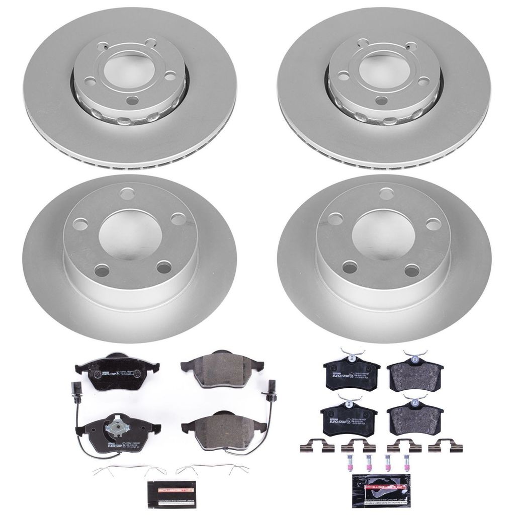 PowerStop ESK2800 - Genuine Geomet Coated Rotors, ECE-R90 Brake Pads + Hardware Kit