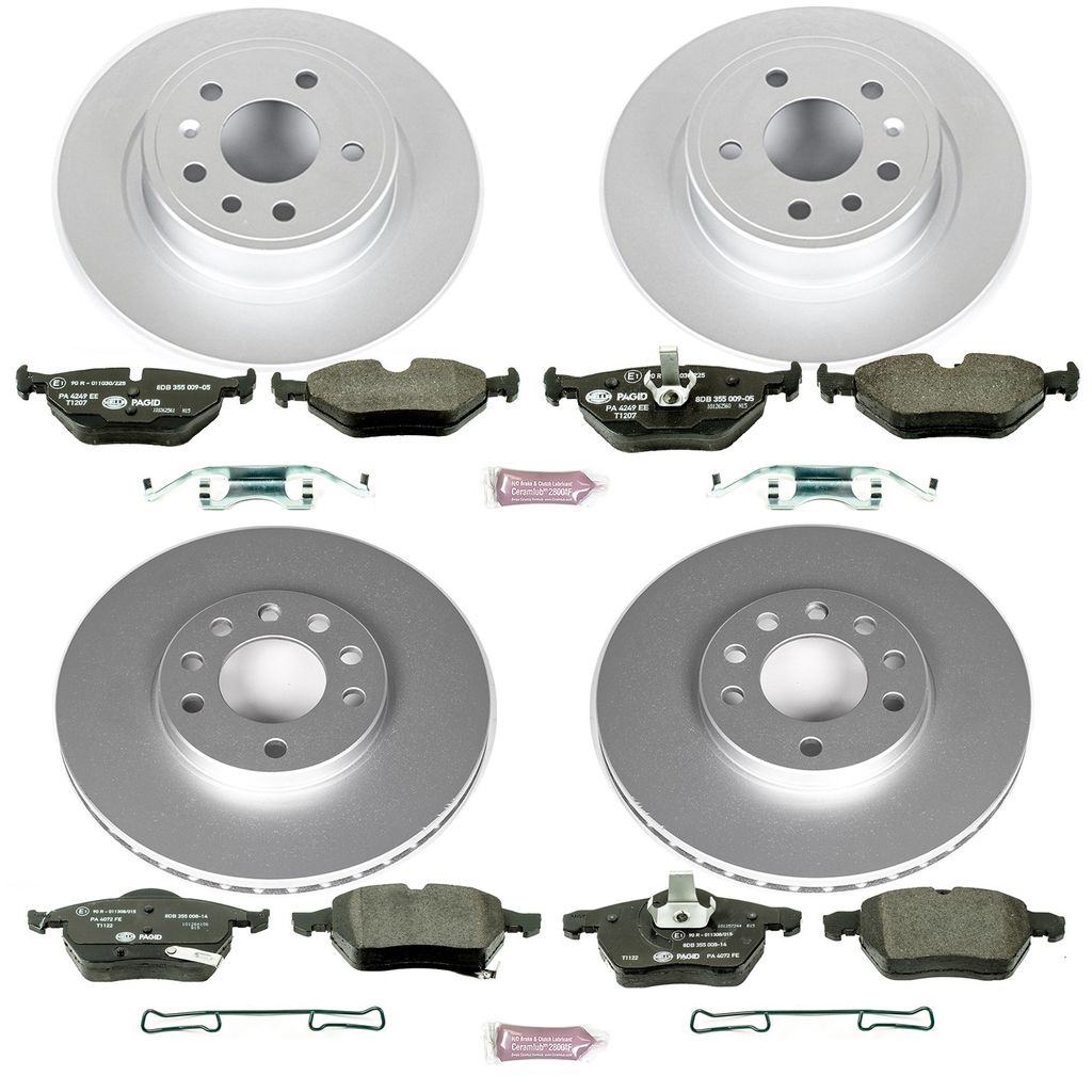 PowerStop ESK2808 - Genuine Geomet Coated Rotors, ECE-R90 Brake Pads + Hardware Kit