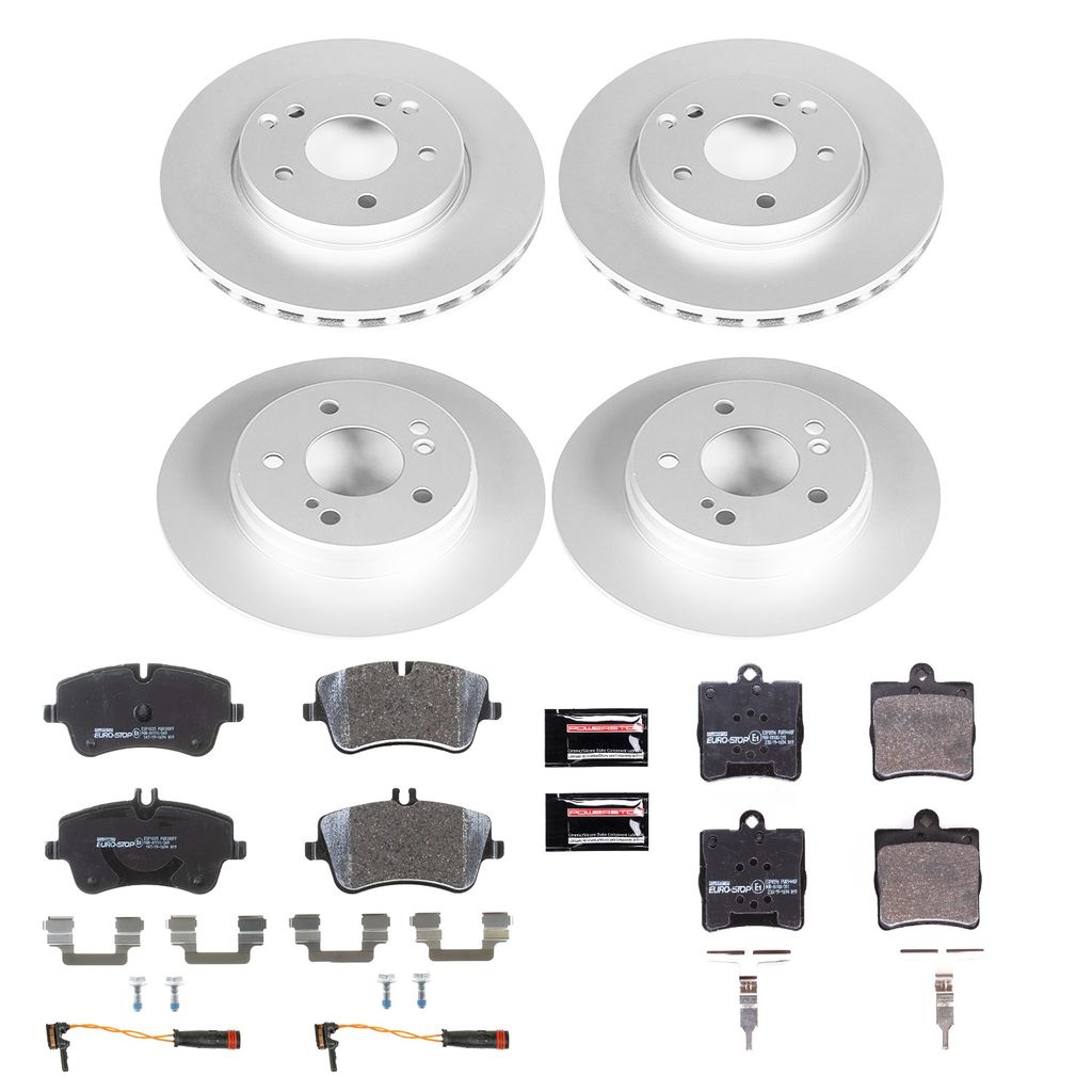 PowerStop ESK2812 - Genuine Geomet Coated Rotors, ECE-R90 Brake Pads + Hardware Kit