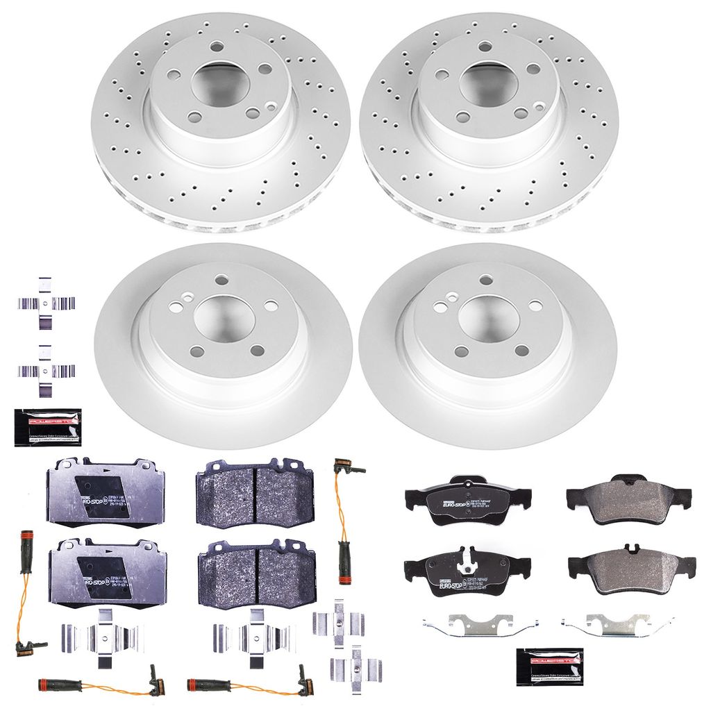 PowerStop ESK2817 - Genuine Geomet Coated Rotors, ECE-R90 Brake Pads + Hardware Kit