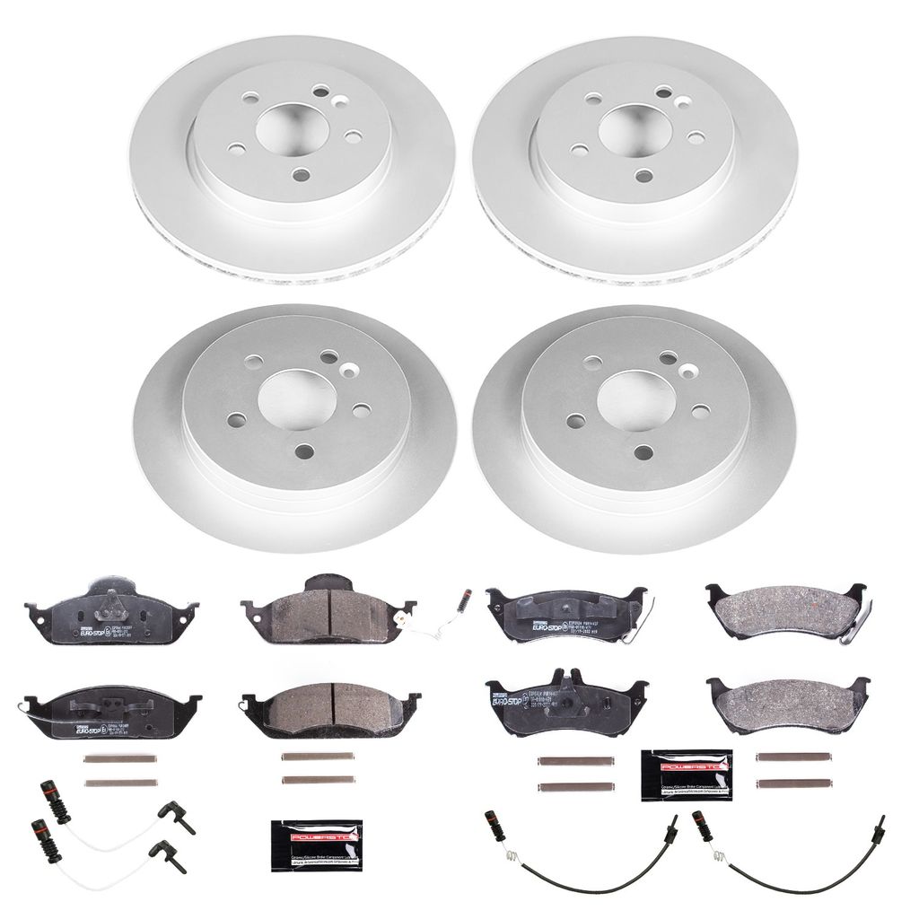 PowerStop ESK2833 - Genuine Geomet Coated Rotors, ECE-R90 Brake Pads + Hardware Kit