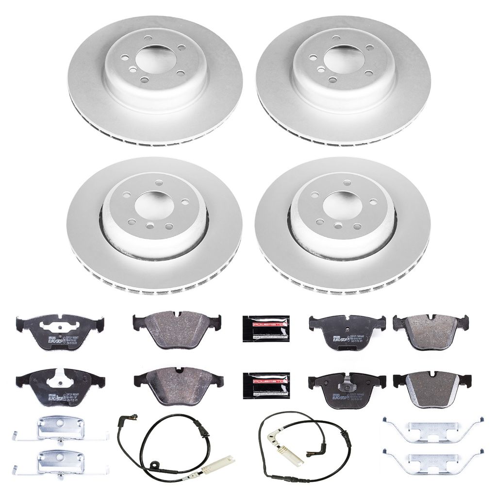 PowerStop ESK2877 - Genuine Geomet Coated Rotors, ECE-R90 Brake Pads + Hardware Kit