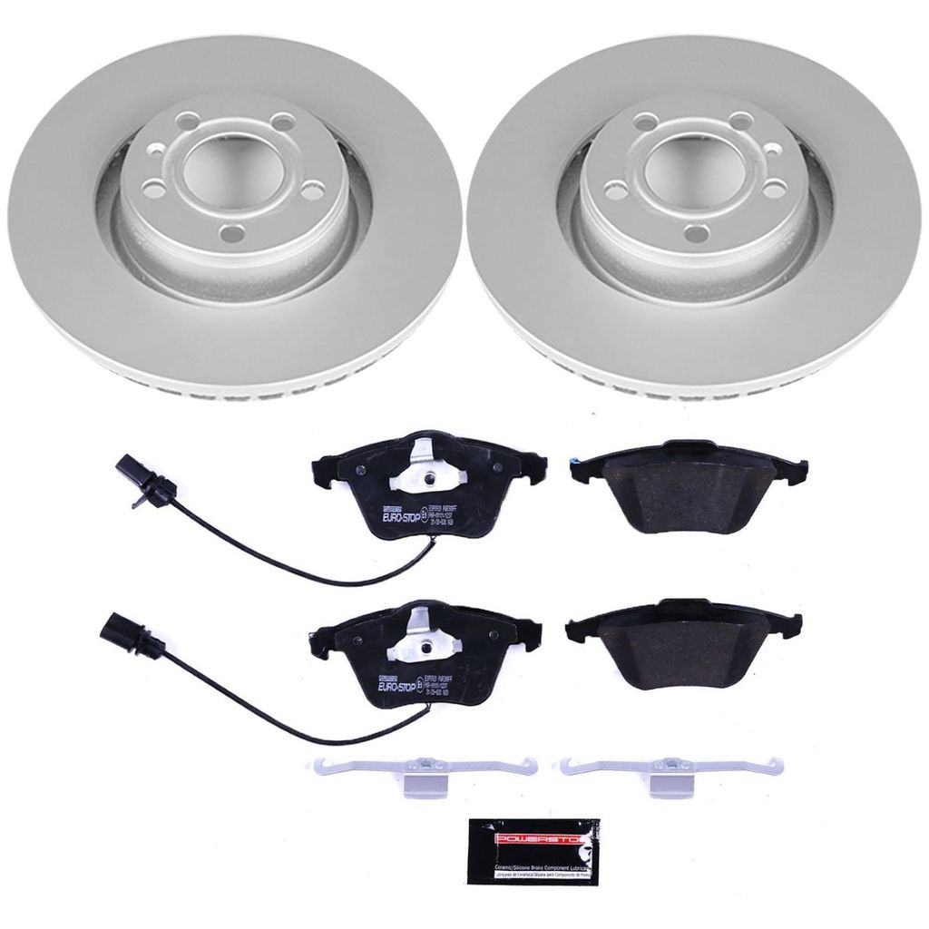 PowerStop ESK2993 - Genuine Geomet Coated Rotors, ECE-R90 Brake Pads + Hardware Kit