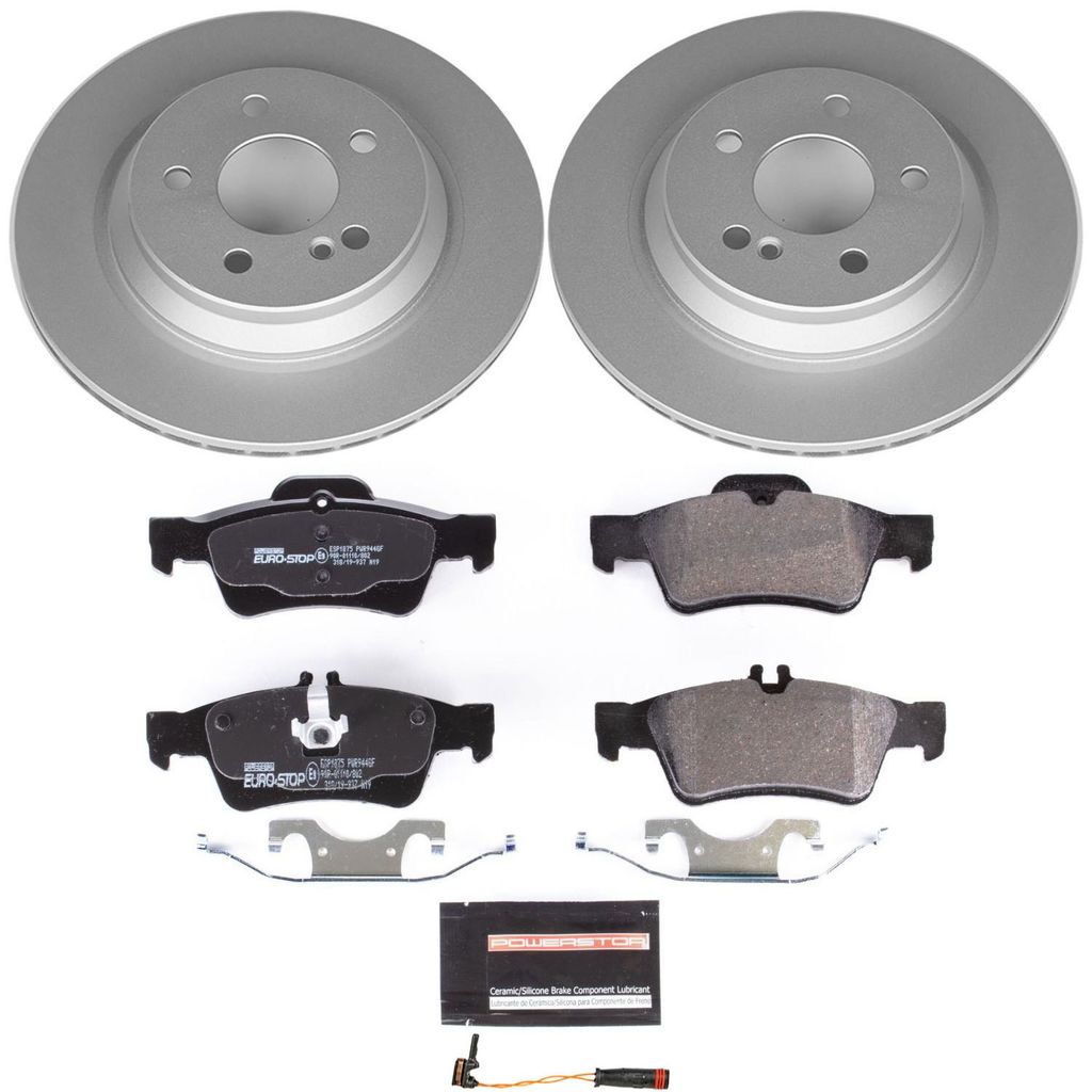 PowerStop ESK2998 - Genuine Geomet Coated Rotors, ECE-R90 Brake Pads + Hardware Kit