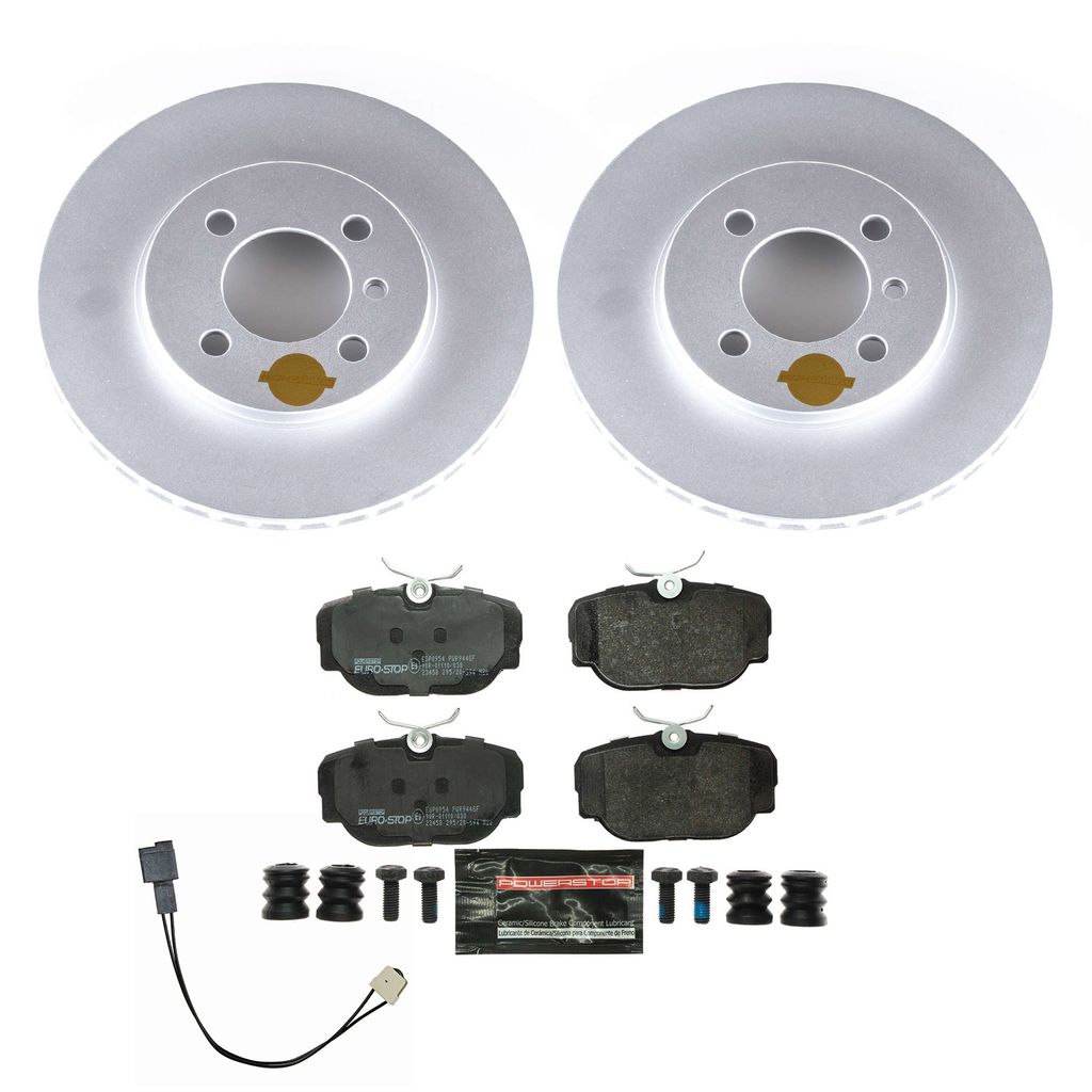 PowerStop ESK3008 - Genuine Geomet Coated Rotors, ECE-R90 Brake Pads + Hardware Kit