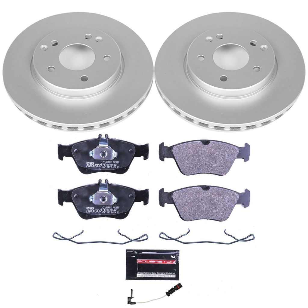 PowerStop ESK3047 - Genuine Geomet Coated Rotors, ECE-R90 Brake Pads + Hardware Kit