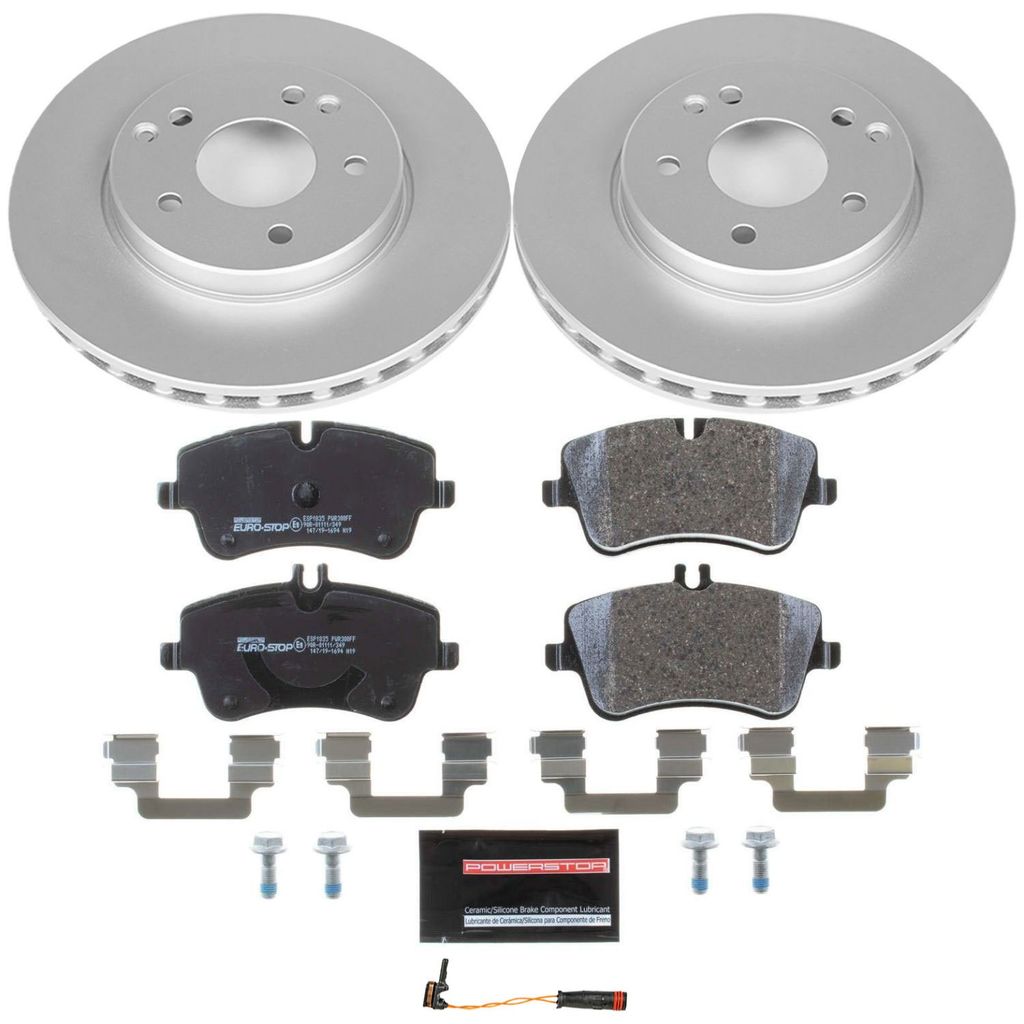 PowerStop ESK3048 - Genuine Geomet Coated Rotors, ECE-R90 Brake Pads + Hardware Kit