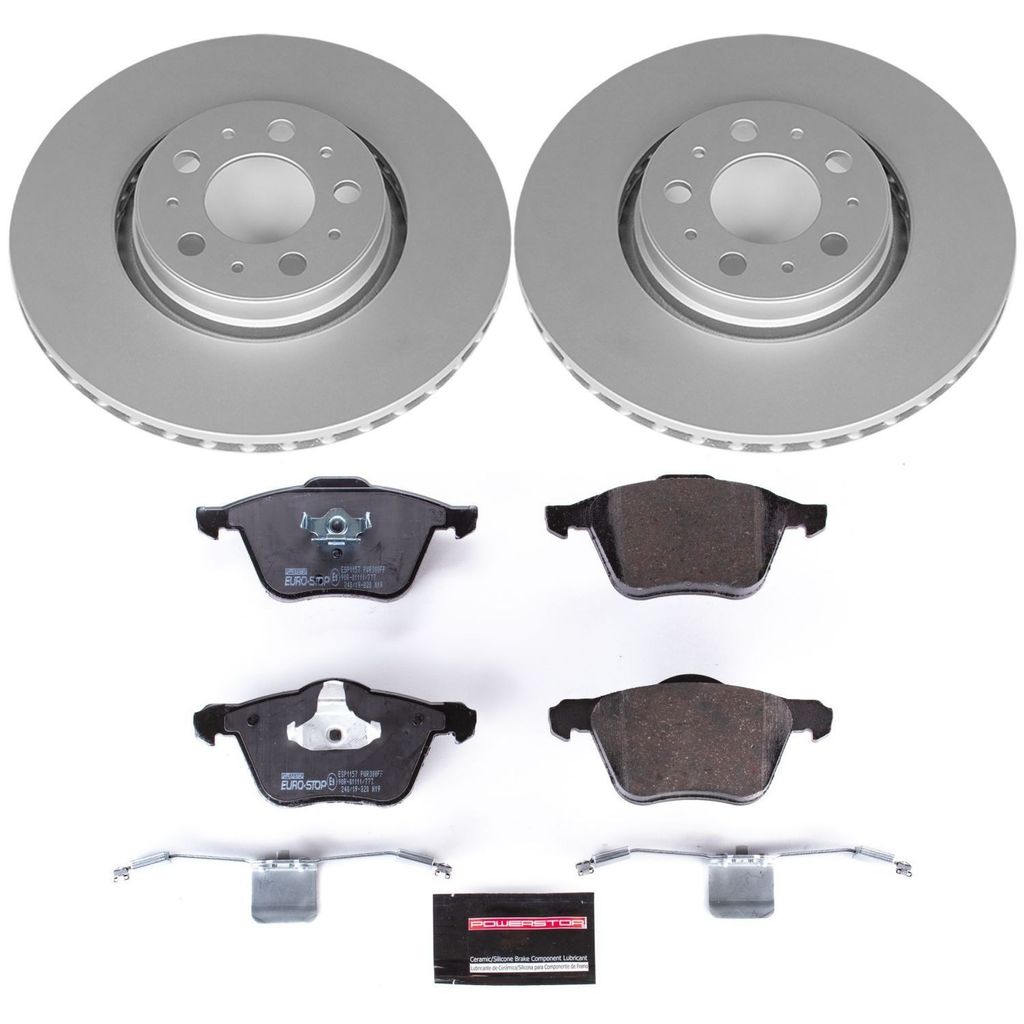 PowerStop ESK3063 - Genuine Geomet Coated Rotors, ECE-R90 Brake Pads + Hardware Kit