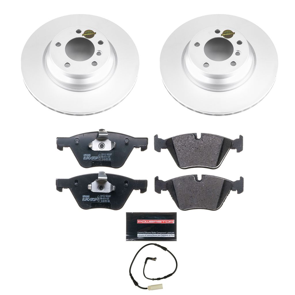 PowerStop ESK3077 - Genuine Geomet Coated Rotors, ECE-R90 Brake Pads + Hardware Kit
