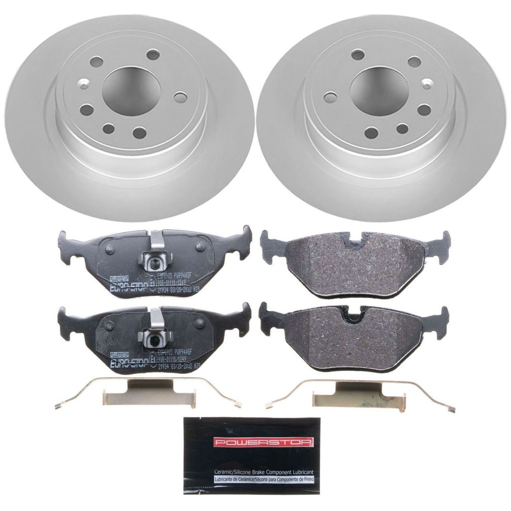 Genuine Geomet Coated Rotors, ECE-R90 Brake Pads + Hardware Kit