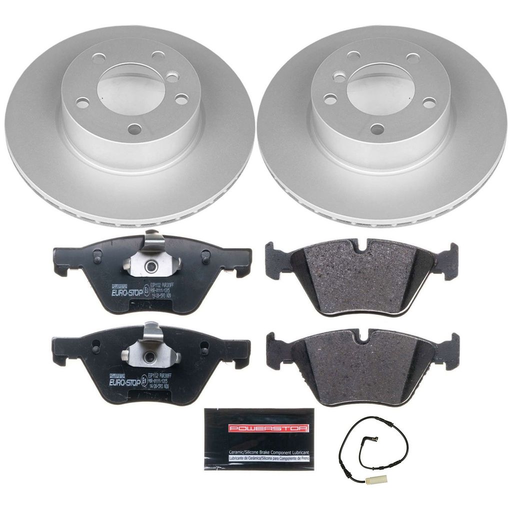 PowerStop ESK3087 - Genuine Geomet Coated Rotors, ECE-R90 Brake Pads + Hardware Kit