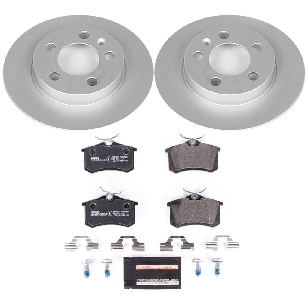 PowerStop ESK3093 - Genuine Geomet Coated Rotors, ECE-R90 Brake Pads + Hardware Kit