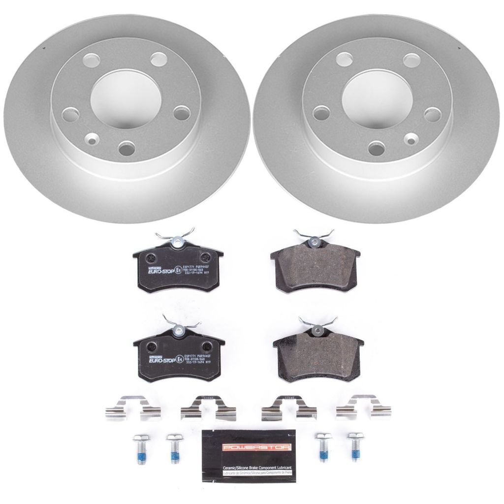 PowerStop ESK3129 - Genuine Geomet Coated Rotors, ECE-R90 Brake Pads + Hardware Kit