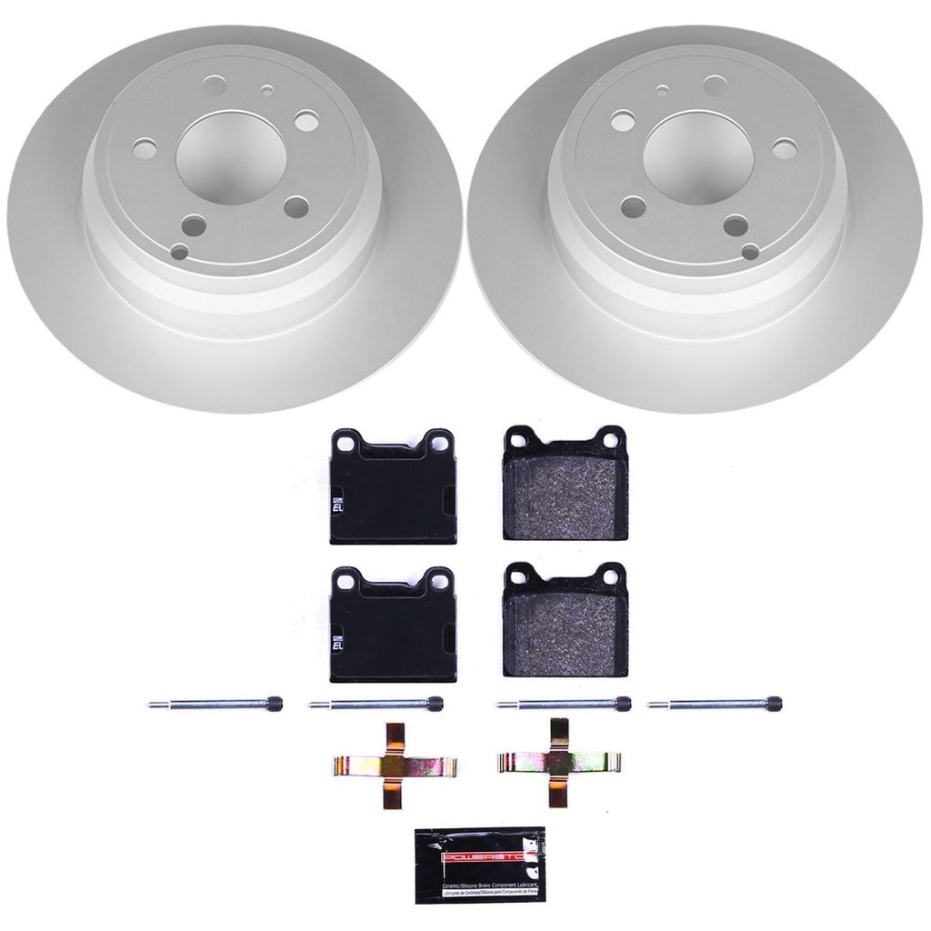 PowerStop ESK3145 - Genuine Geomet Coated Rotors, ECE-R90 Brake Pads + Hardware Kit