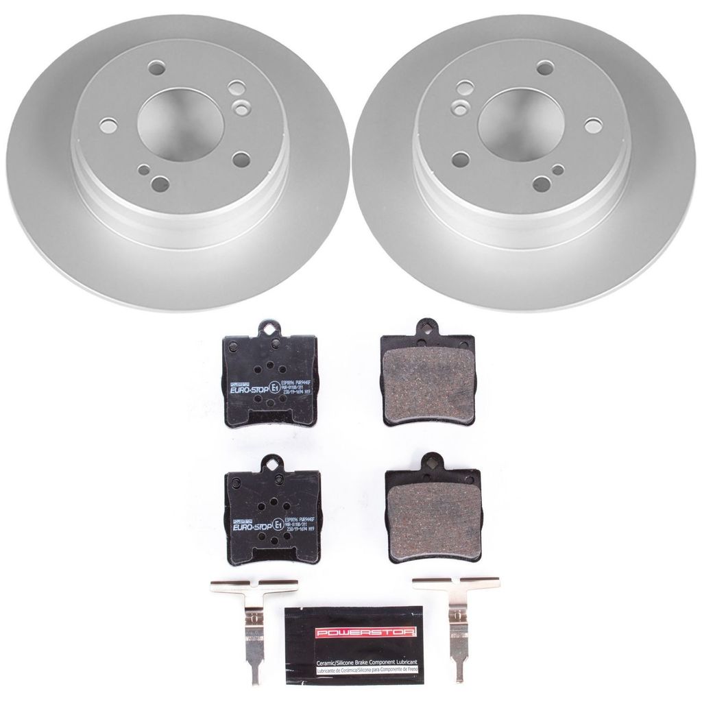 PowerStop ESK368 - Genuine Geomet Coated Rotors, ECE-R90 Brake Pads + Hardware Kit