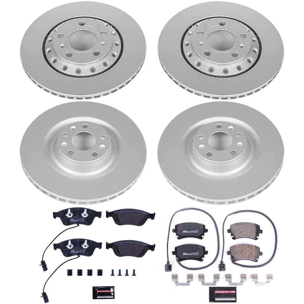 PowerStop ESK4008 - Genuine Geomet Coated Rotors, ECE-R90 Brake Pads + Hardware Kit