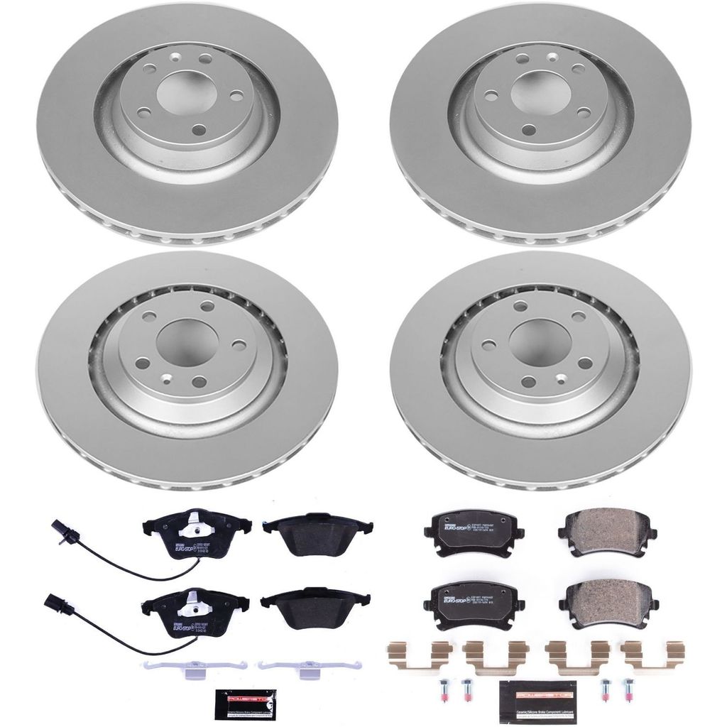 PowerStop ESK4013 - Genuine Geomet Coated Rotors, ECE-R90 Brake Pads + Hardware Kit