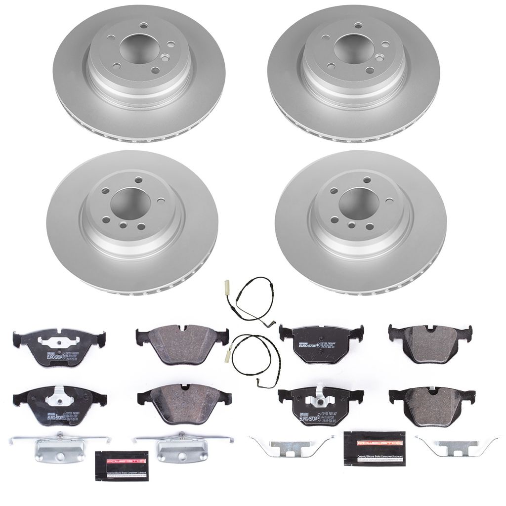 PowerStop ESK4094A - Genuine Geomet Coated Rotors, ECE-R90 Brake Pads + Hardware Kit