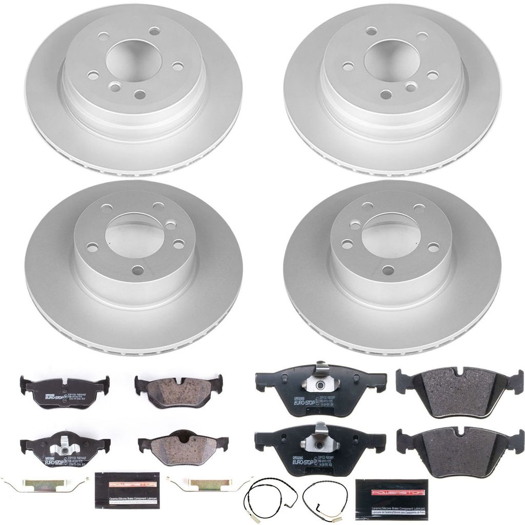 PowerStop ESK4102 - Genuine Geomet Coated Rotors, ECE-R90 Brake Pads + Hardware Kit