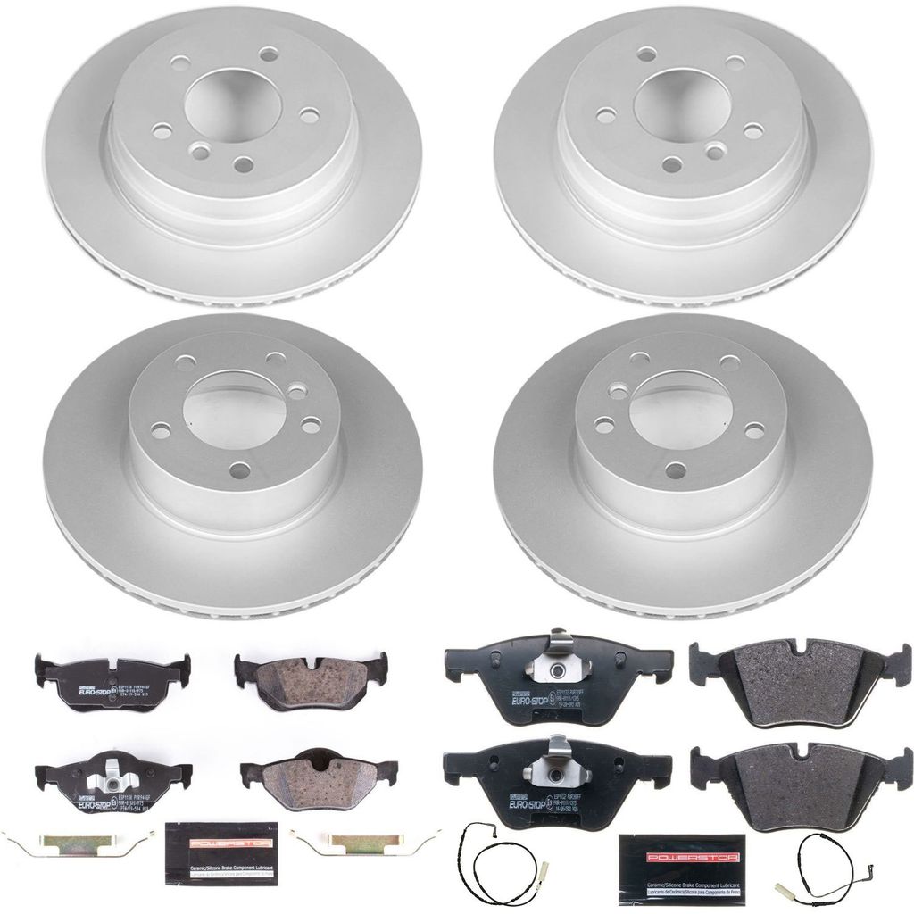 PowerStop ESK4103 - Genuine Geomet Coated Rotors, ECE-R90 Brake Pads + Hardware Kit