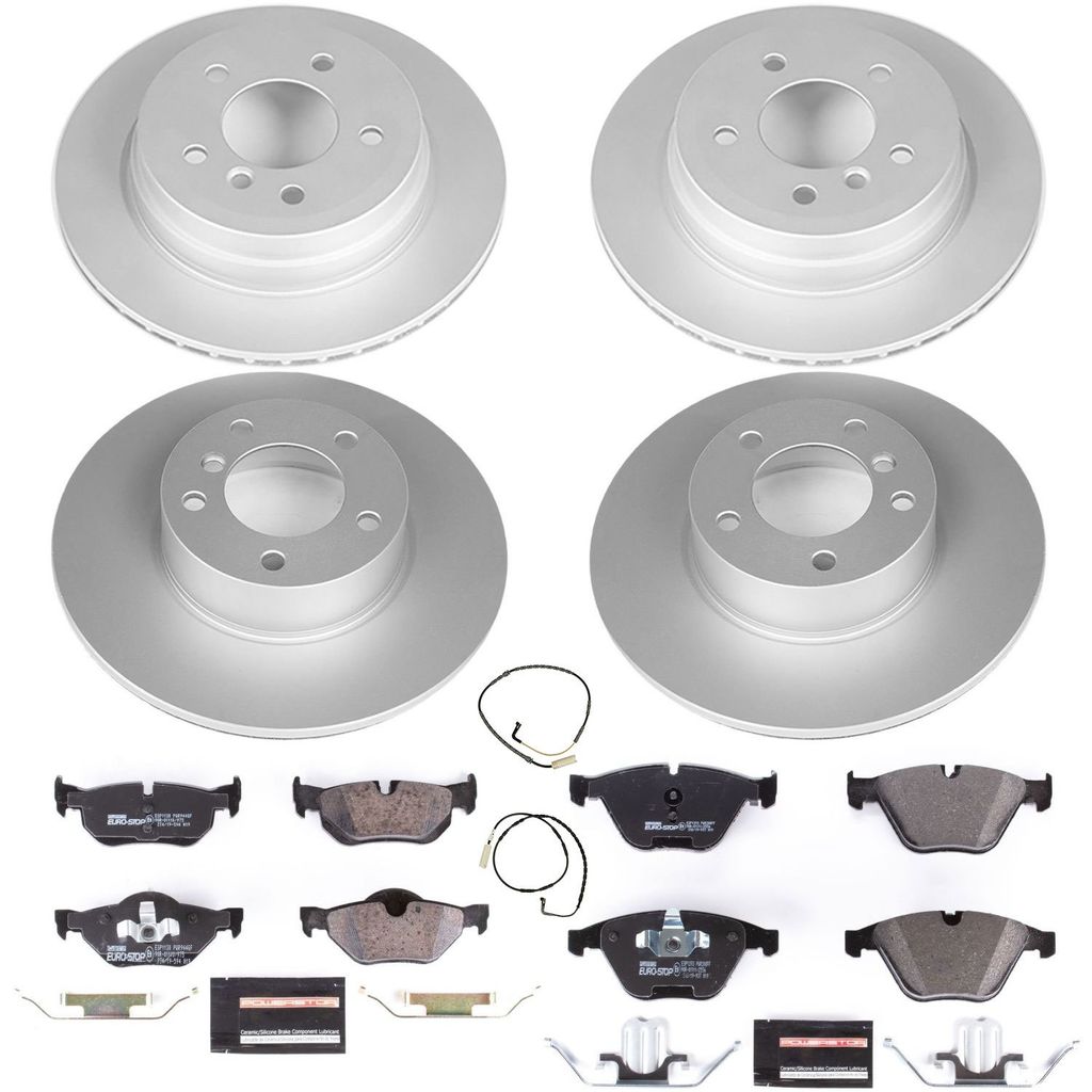 PowerStop ESK4105 - Genuine Geomet Coated Rotors, ECE-R90 Brake Pads + Hardware Kit