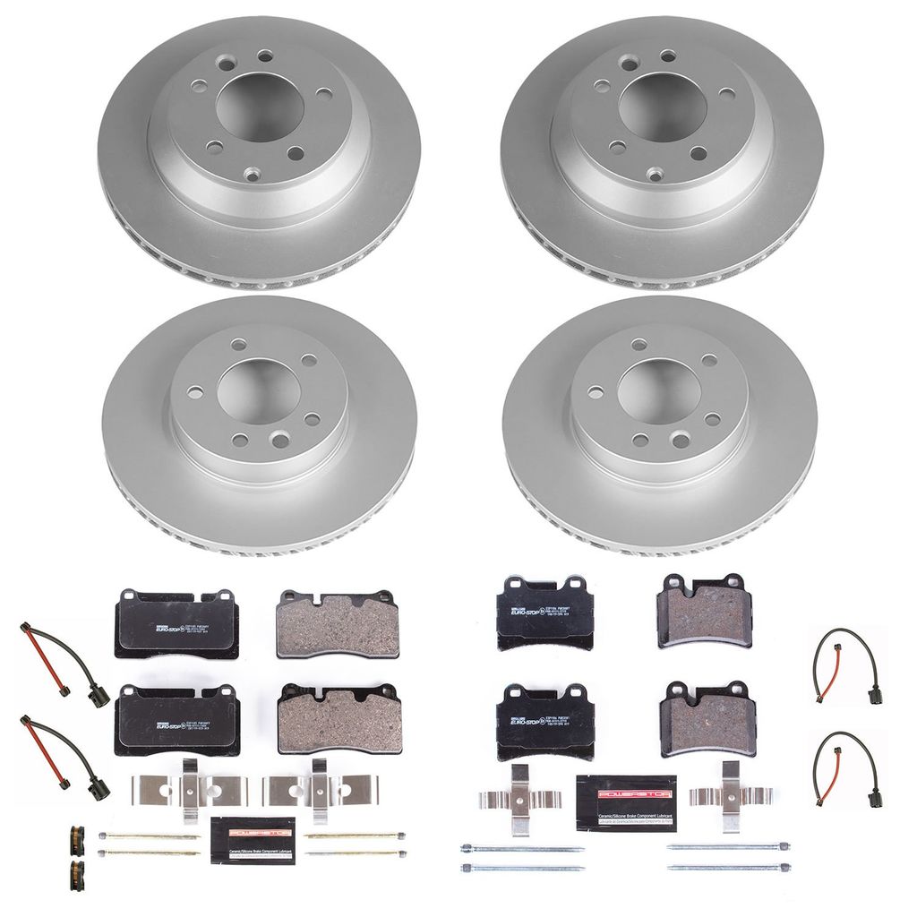 PowerStop ESK4108 - Genuine Geomet Coated Rotors, ECE-R90 Brake Pads + Hardware Kit