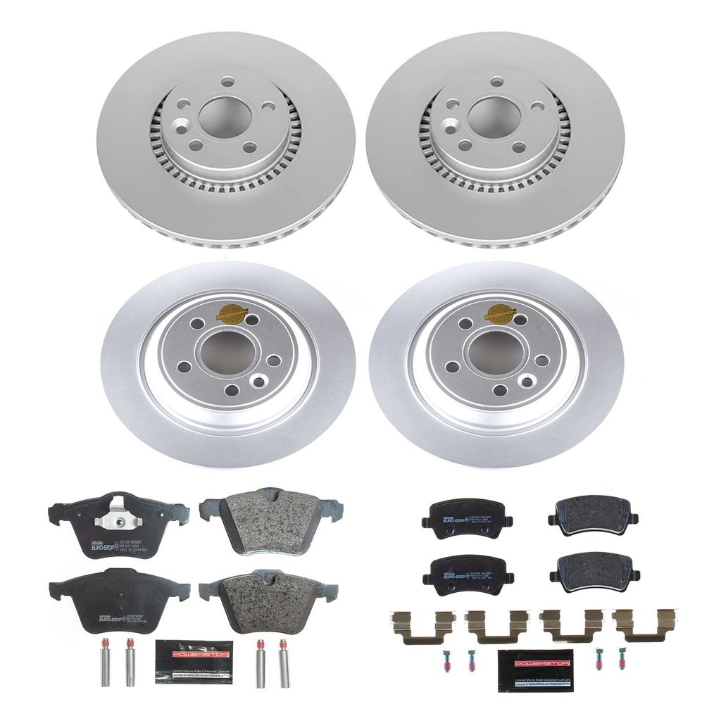 PowerStop ESK4121 - Genuine Geomet Coated Rotors, ECE-R90 Brake Pads + Hardware Kit