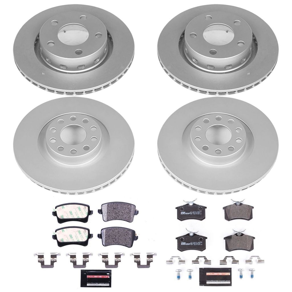 PowerStop ESK4192 - Genuine Geomet Coated Rotors, ECE-R90 Brake Pads + Hardware Kit