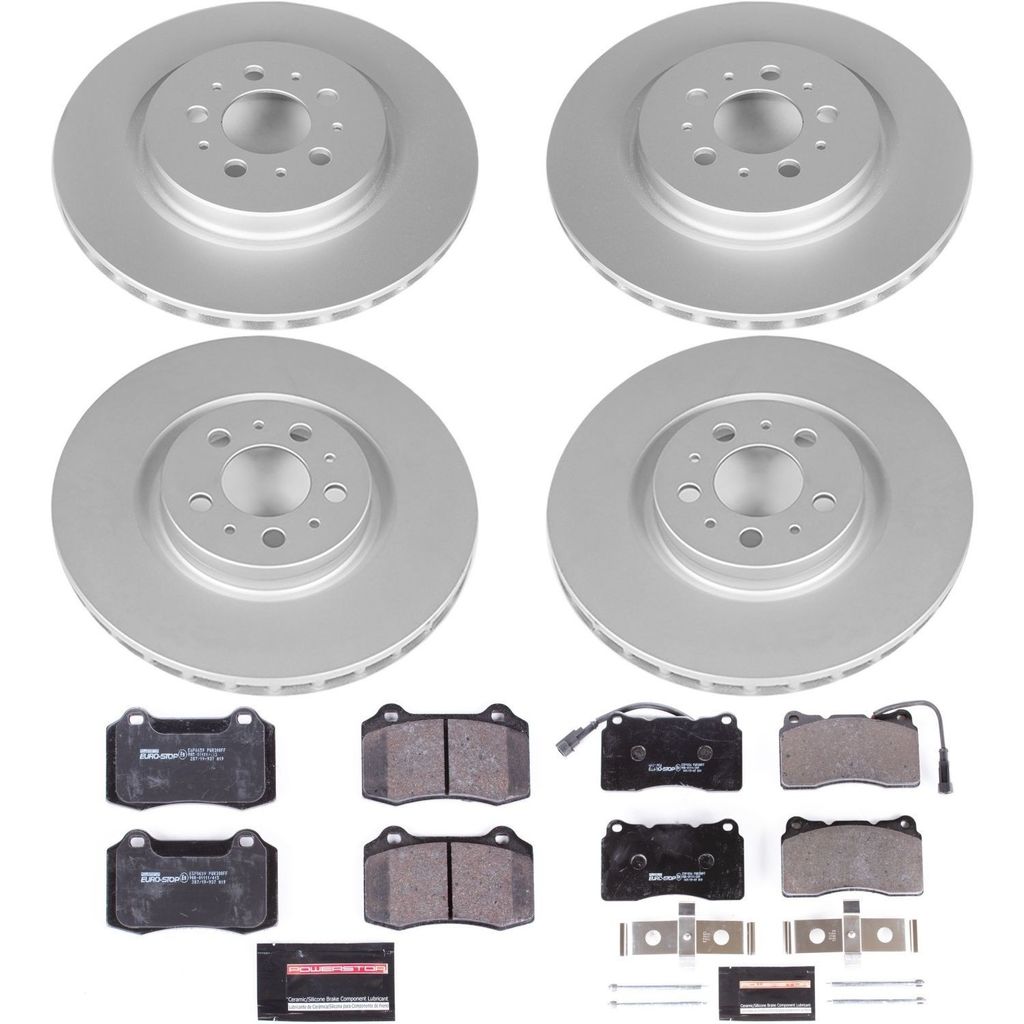 PowerStop ESK4316 - Genuine Geomet Coated Rotors, ECE-R90 Brake Pads + Hardware Kit