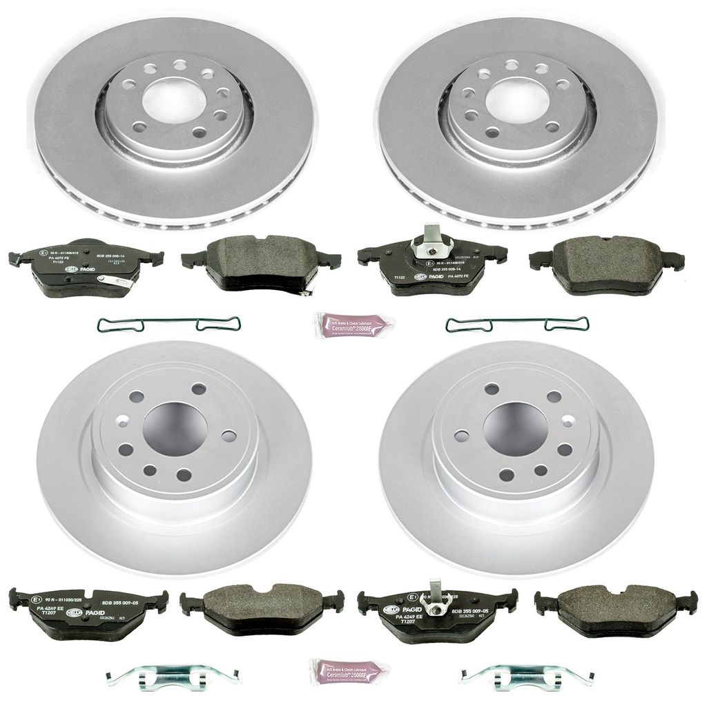 PowerStop ESK4372 - Genuine Geomet Coated Rotors, ECE-R90 Brake Pads + Hardware Kit