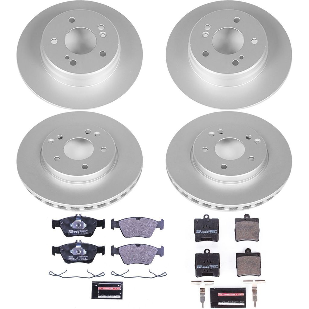 PowerStop ESK4417 - Genuine Geomet Coated Rotors, ECE-R90 Brake Pads + Hardware Kit