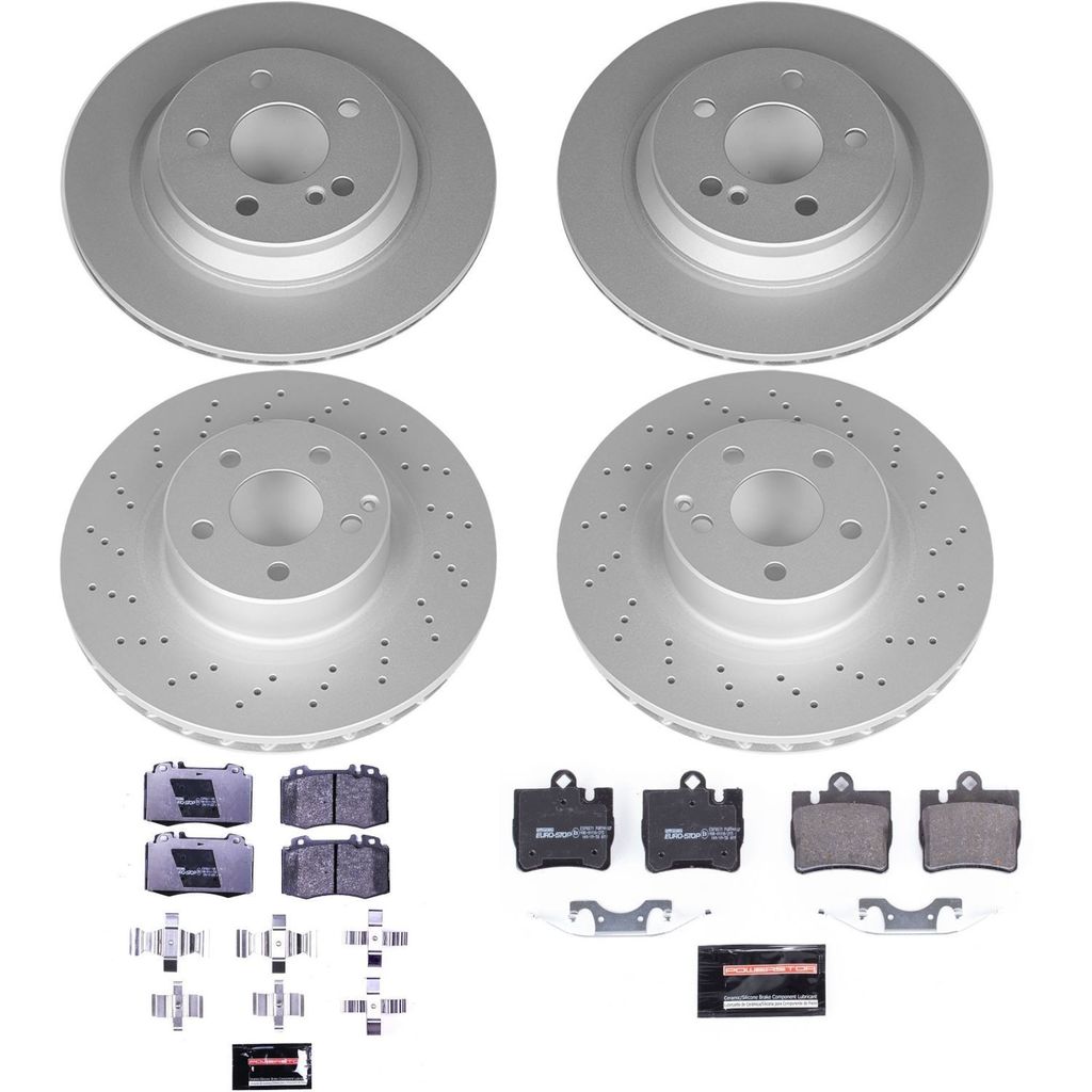 PowerStop ESK4455 - Genuine Geomet Coated Rotors, ECE-R90 Brake Pads + Hardware Kit