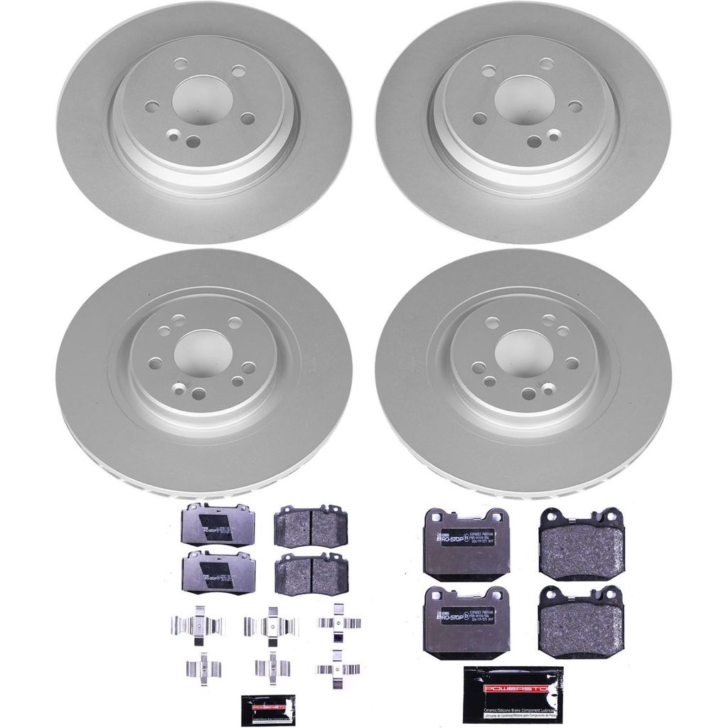 PowerStop ESK4463 - Genuine Geomet Coated Rotors, ECE-R90 Brake Pads + Hardware Kit