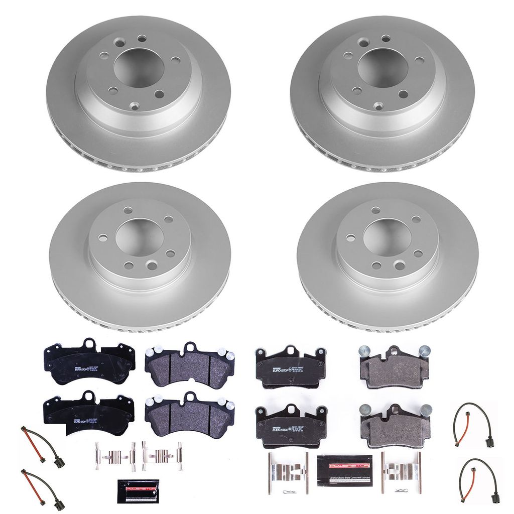 PowerStop ESK4495 - Genuine Geomet Coated Rotors, ECE-R90 Brake Pads + Hardware Kit