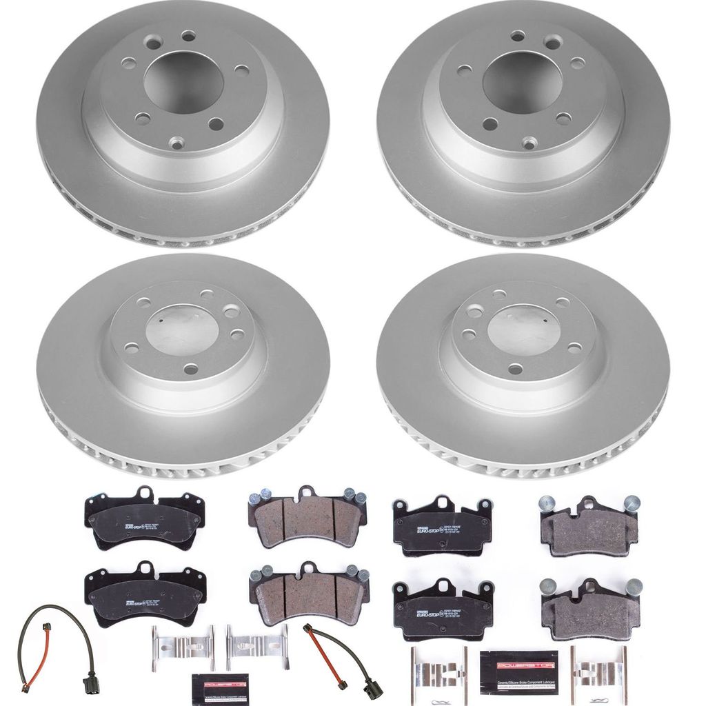 PowerStop ESK4500 - Genuine Geomet Coated Rotors, ECE-R90 Brake Pads + Hardware Kit