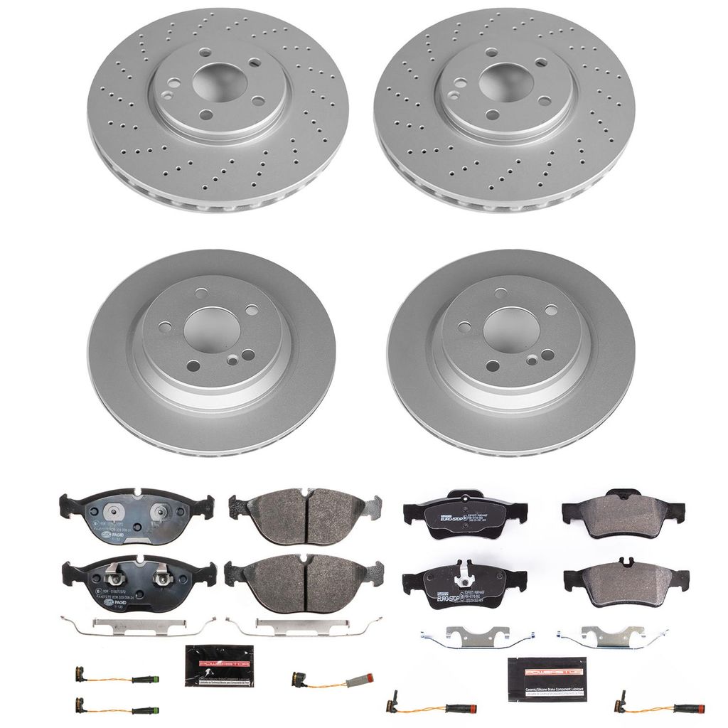 PowerStop ESK4507 - Genuine Geomet Coated Rotors, ECE-R90 Brake Pads + Hardware Kit