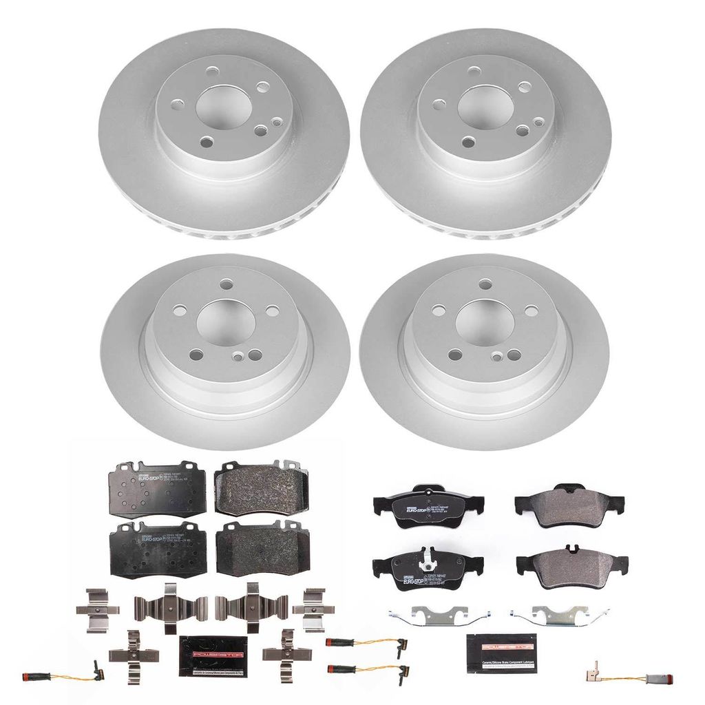 PowerStop ESK4513 - Genuine Geomet Coated Rotors, ECE-R90 Brake Pads + Hardware Kit