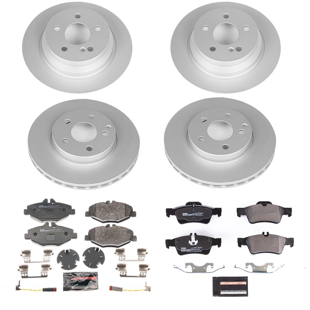 PowerStop ESK4514A - Genuine Geomet Coated Rotors, ECE-R90 Brake Pads + Hardware Kit