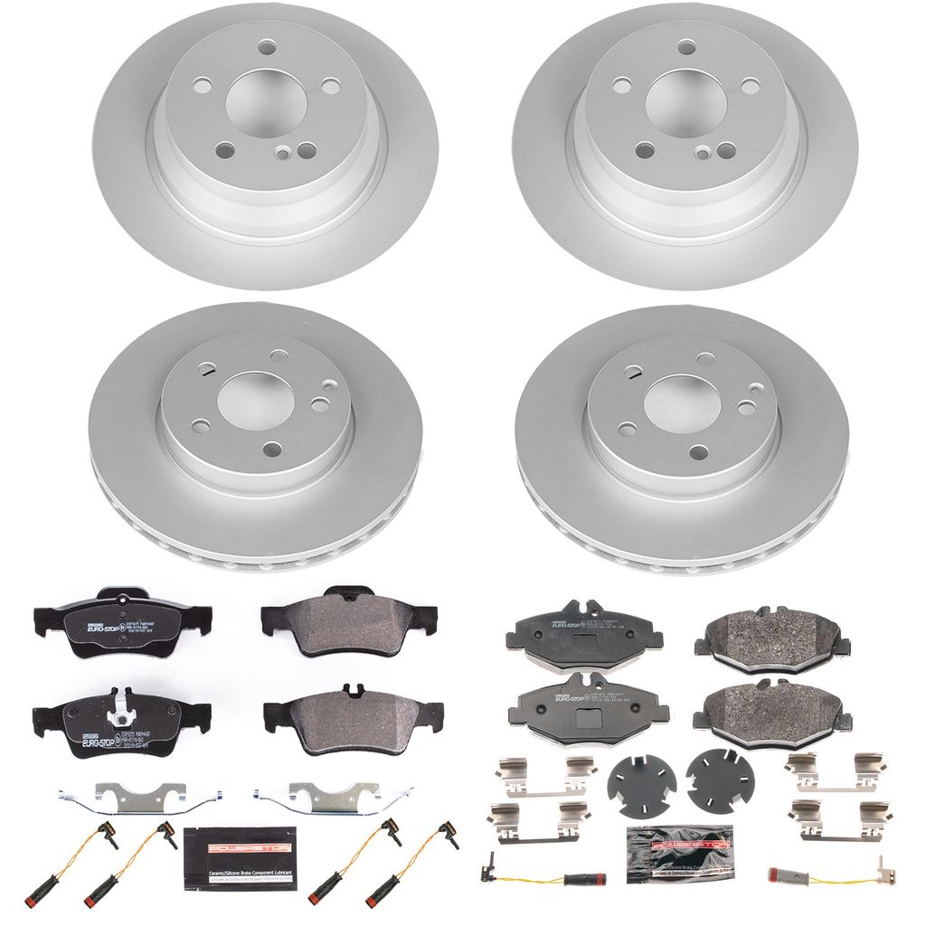 PowerStop ESK4515 - Genuine Geomet Coated Rotors, ECE-R90 Brake Pads + Hardware Kit