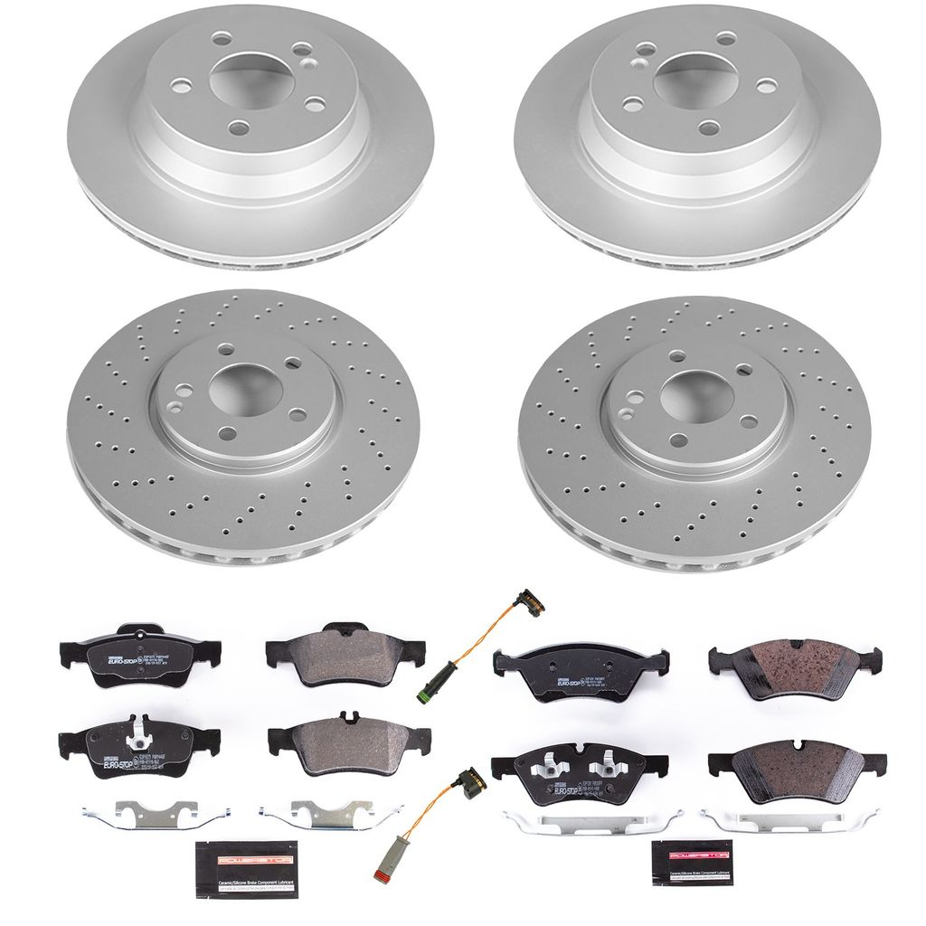PowerStop ESK4516 - Genuine Geomet Coated Rotors, ECE-R90 Brake Pads + Hardware Kit