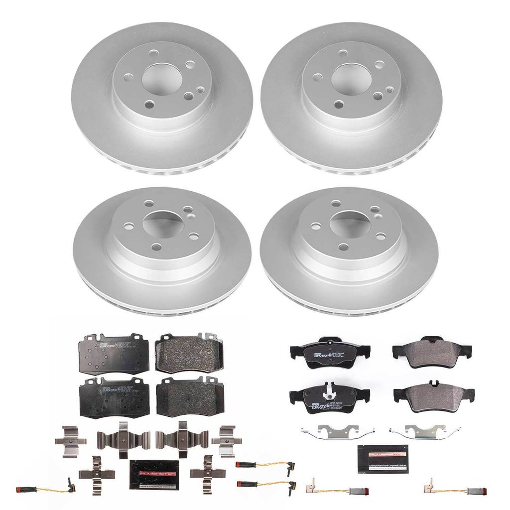 PowerStop ESK4520 - Genuine Geomet Coated Rotors, ECE-R90 Brake Pads + Hardware Kit